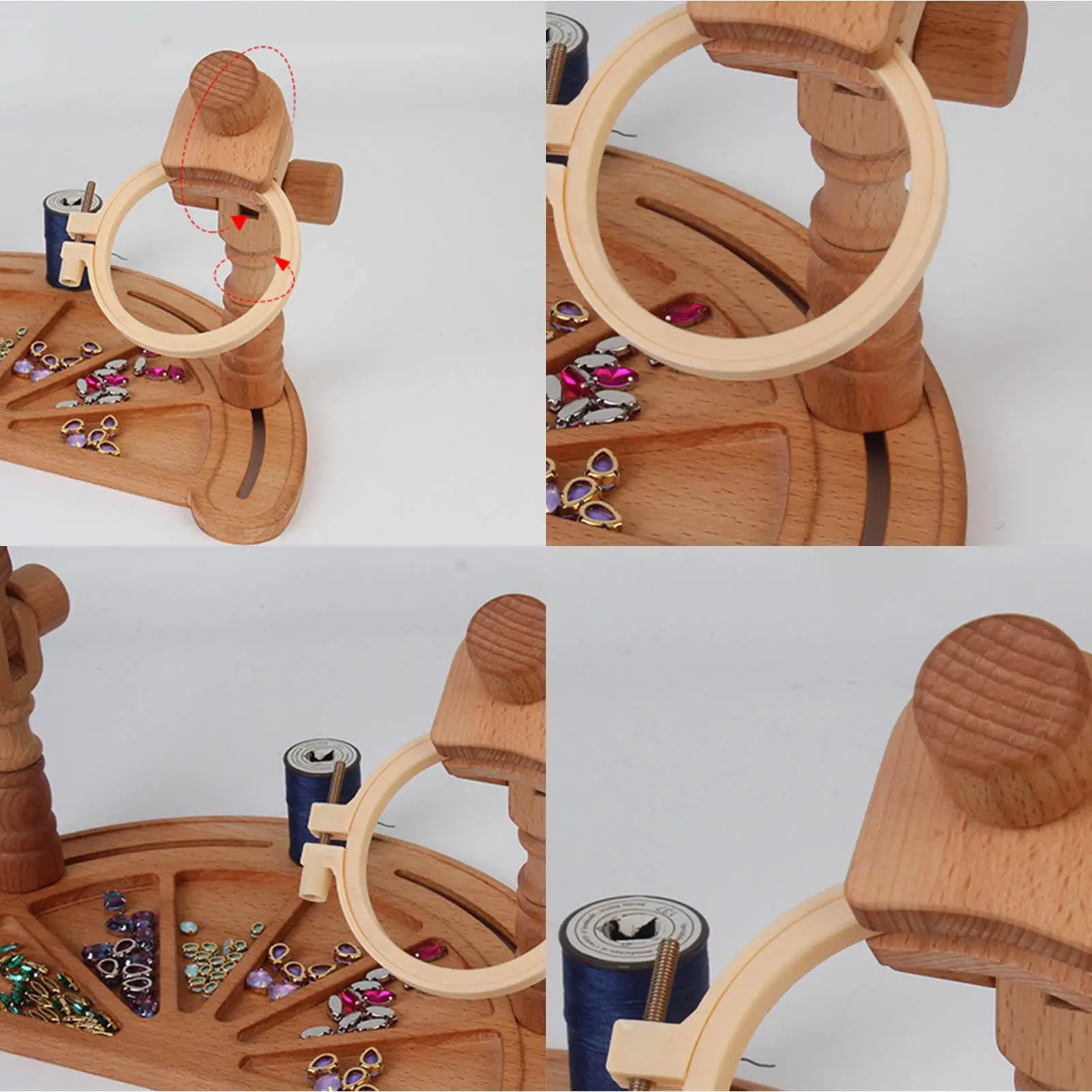 

Embroidery Hoop Stand Assembly Set with Bead Tray 360 Rotatable for Embroidery Projects