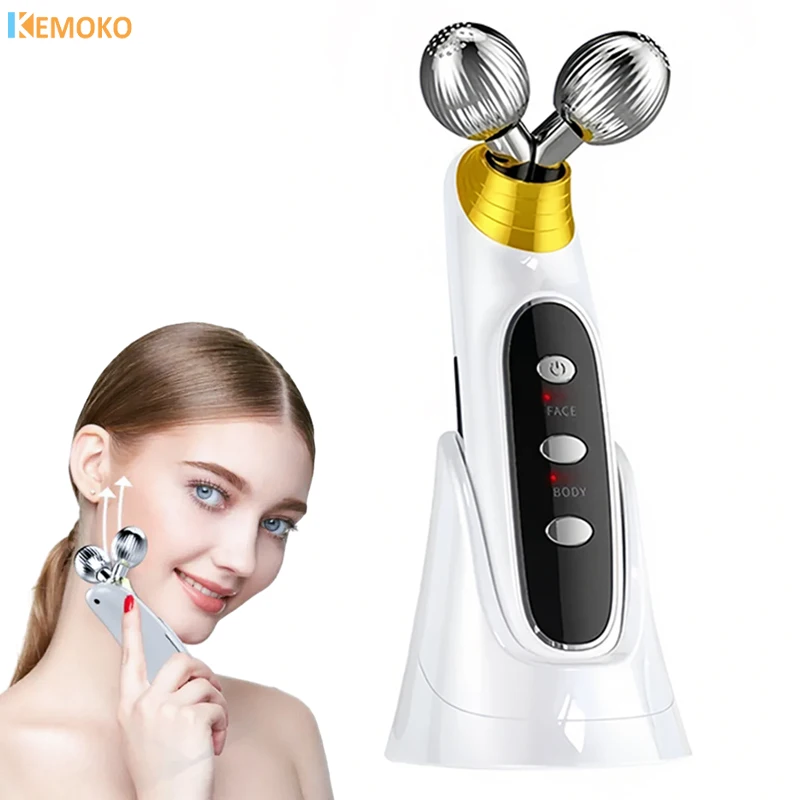 Face 3D Massager Roller Massage Device Vibration Massage Firming and Lifting Skin Fades Fine Lines Facial Tighten Massager