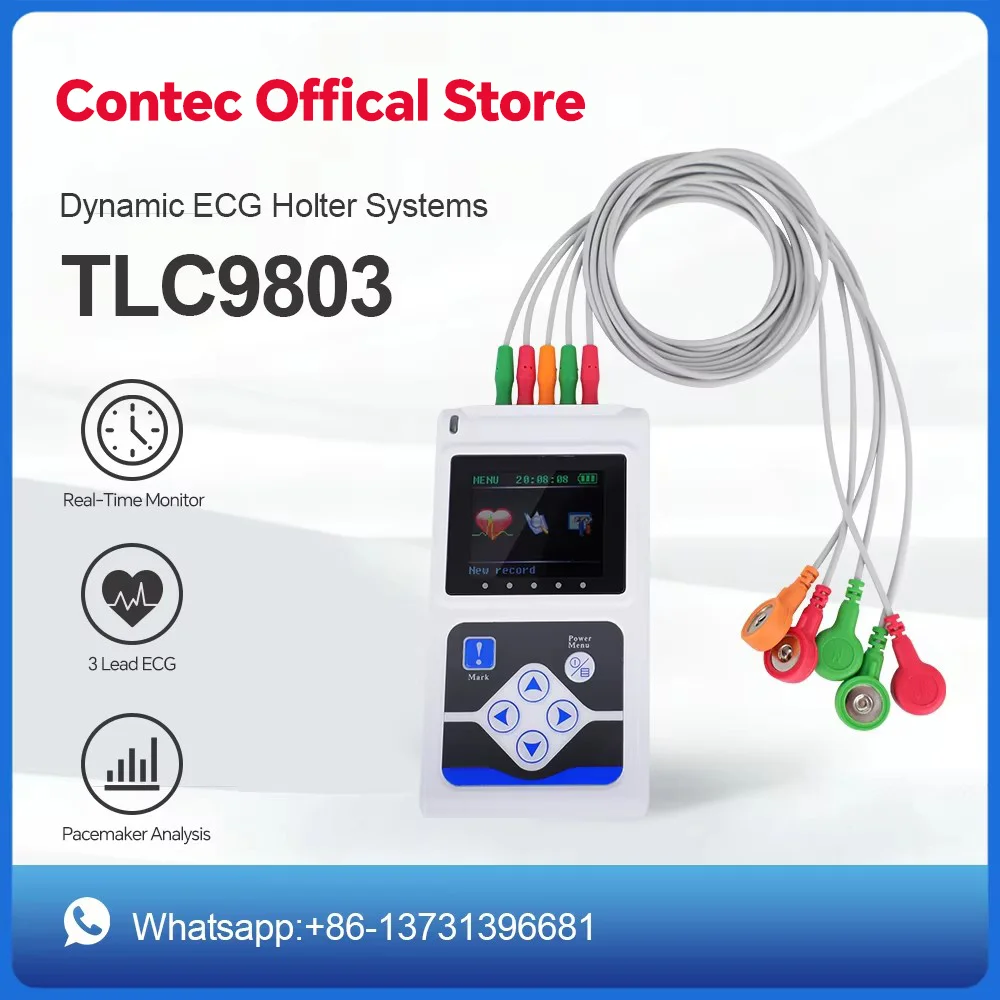 CONTEC TLC9803 máquina grabable de 3 canales sistema dinámico ECG Holter monitoreo probador Monitor cuidado de la salud