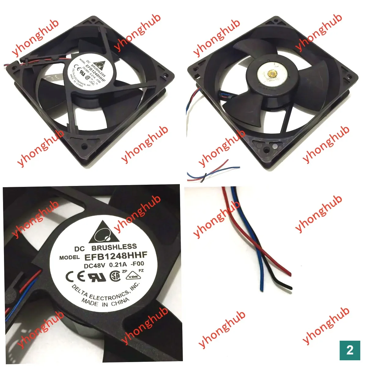 Delta Electronics EFB1248HHF F00 DC 48V 0.21A 120x120x32mm Server Cooling Fan