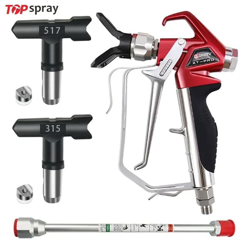 Havasız Boya Püskürtme Tabancası Yüksek Basınçlı 3600 PSI Tersinir 517 Nozul Ucu Koruma Döner Bağlantı, 11 inç Uzatma Direği ile