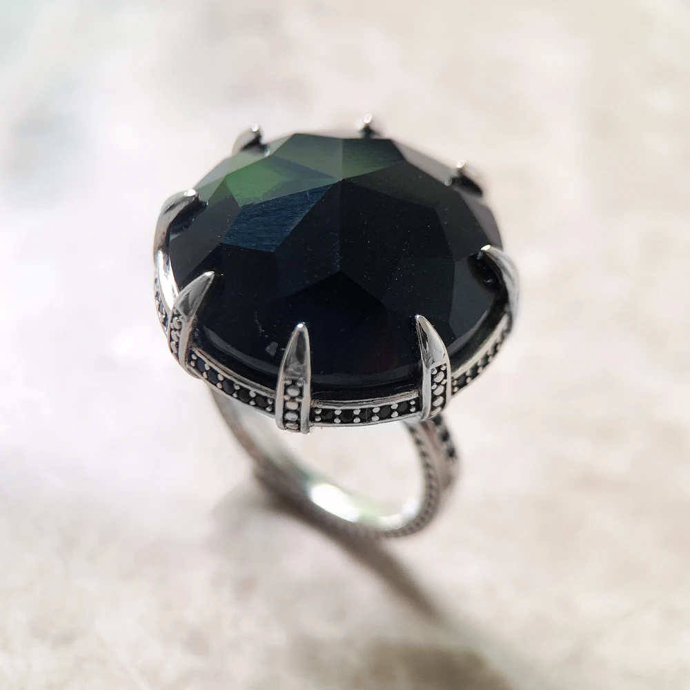 Cocktail-Ringklaue, brandneuer europäischer Stil, feiner Schmuck für Frauen, Vintage-Geschenk aus 925er Sterlingsilber – Detail 7