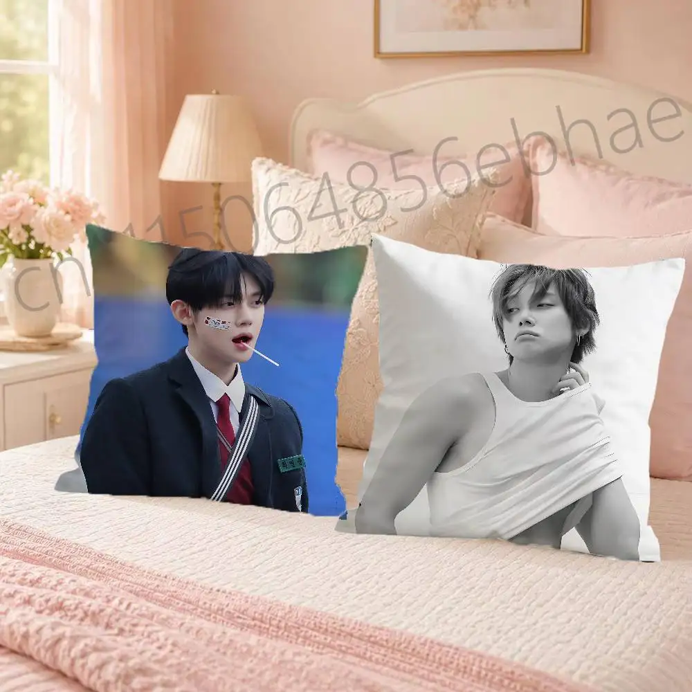FOR Yeonjun TXT Throw Pillow Cover 2D Double-Sided Print Soft Cushion Case for Home Sofa Bedroom Car