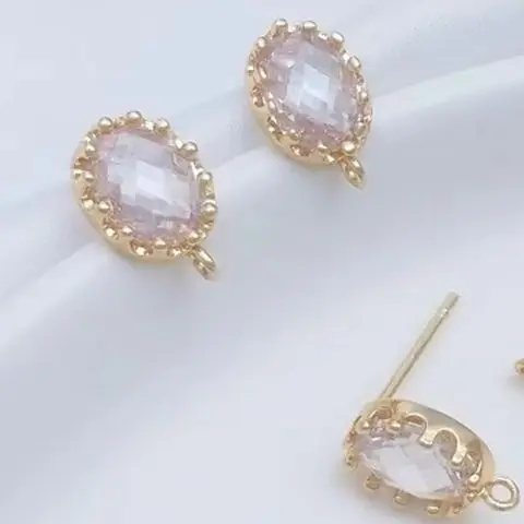 

Серьги-гвоздики овальной формы из 14-каратного золота с кристаллами циркона «сделай сам», подвесные кольца, серебряная булавка 925 пробы E270 - Серьги-гвоздики с кристаллом циркона K