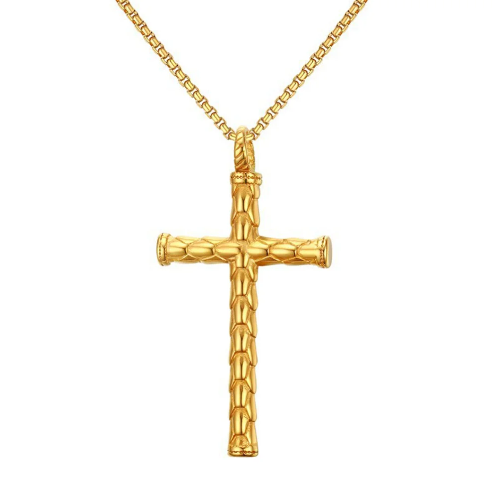 

Punk Vintage Jesus Cross Pendant Gold Color Stainless Steel Christian Crux Necklace For Men Women Religious Jewelry Gift 2025