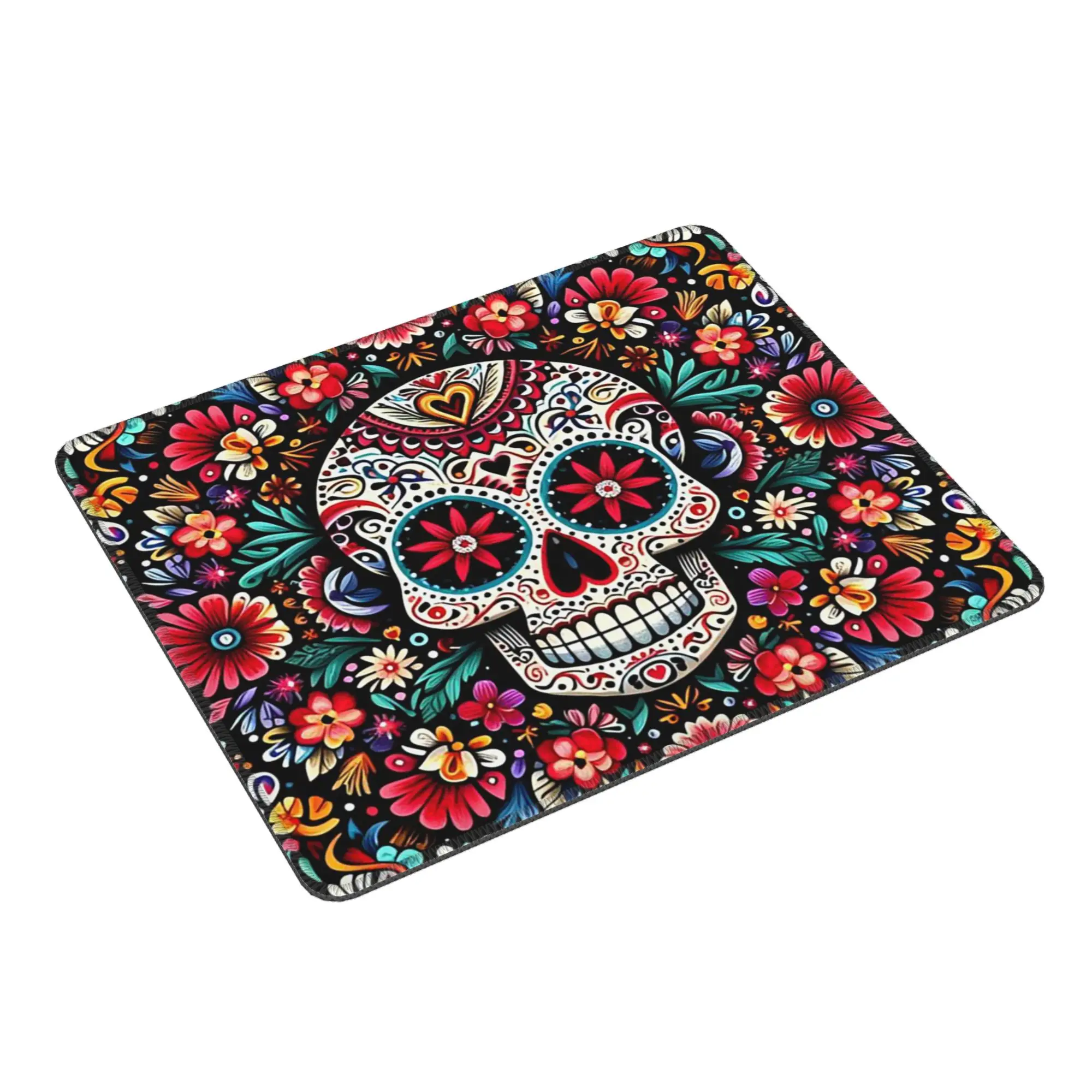 Mexican Sugar Skulls And Flowers Mouse Pad Computer Keyboard Mouse Mat Gaming PC Laptop Desk Mat Office Accessories Table Mats