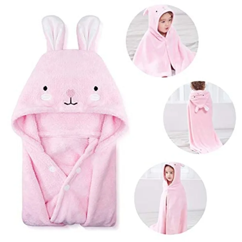 Cute Rabbit Toddler Hooded Bath Towel Baby Hooded Towel Ultra Soft Towel Highly Absorbent Bathrobe Blanket for Boys Girls