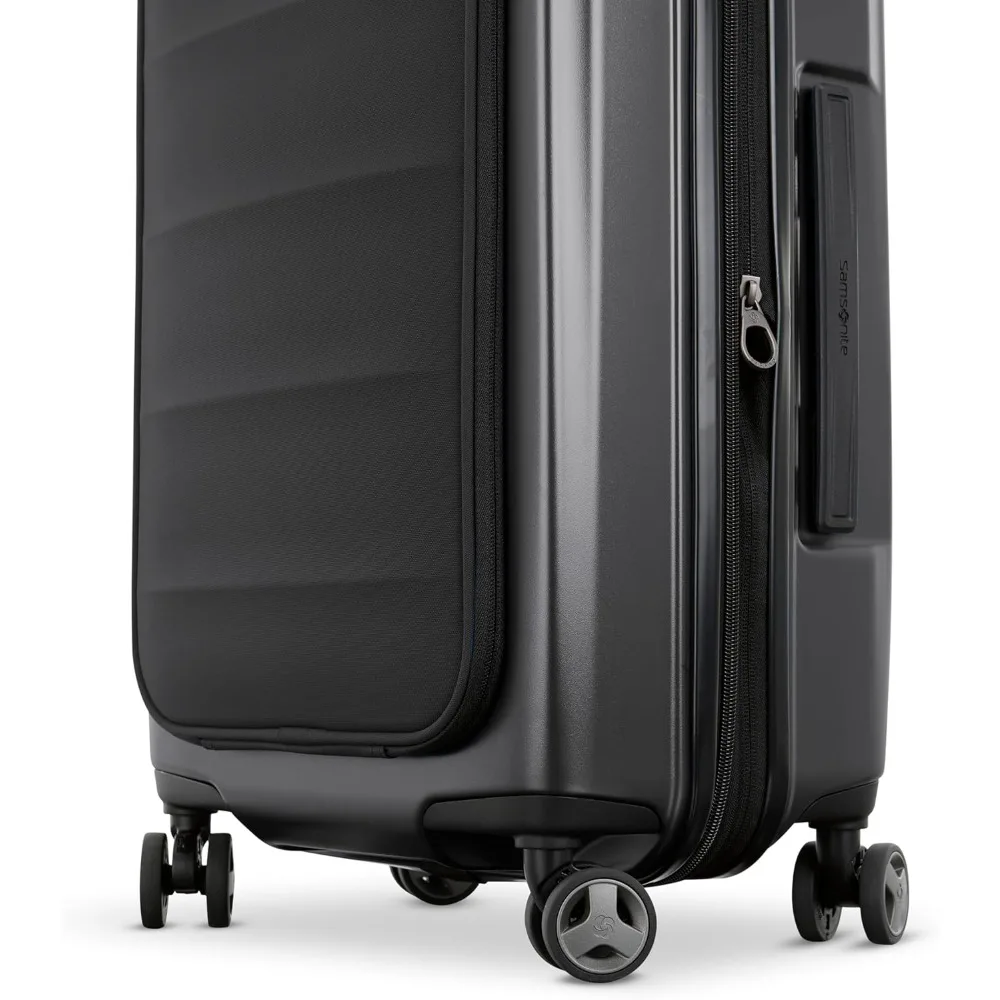 Equipaje rígido expandible con bolsillo frontal de 21 pulgadas: duradero resistente a impactos con 360 °   Ruedas giratorias para viajes