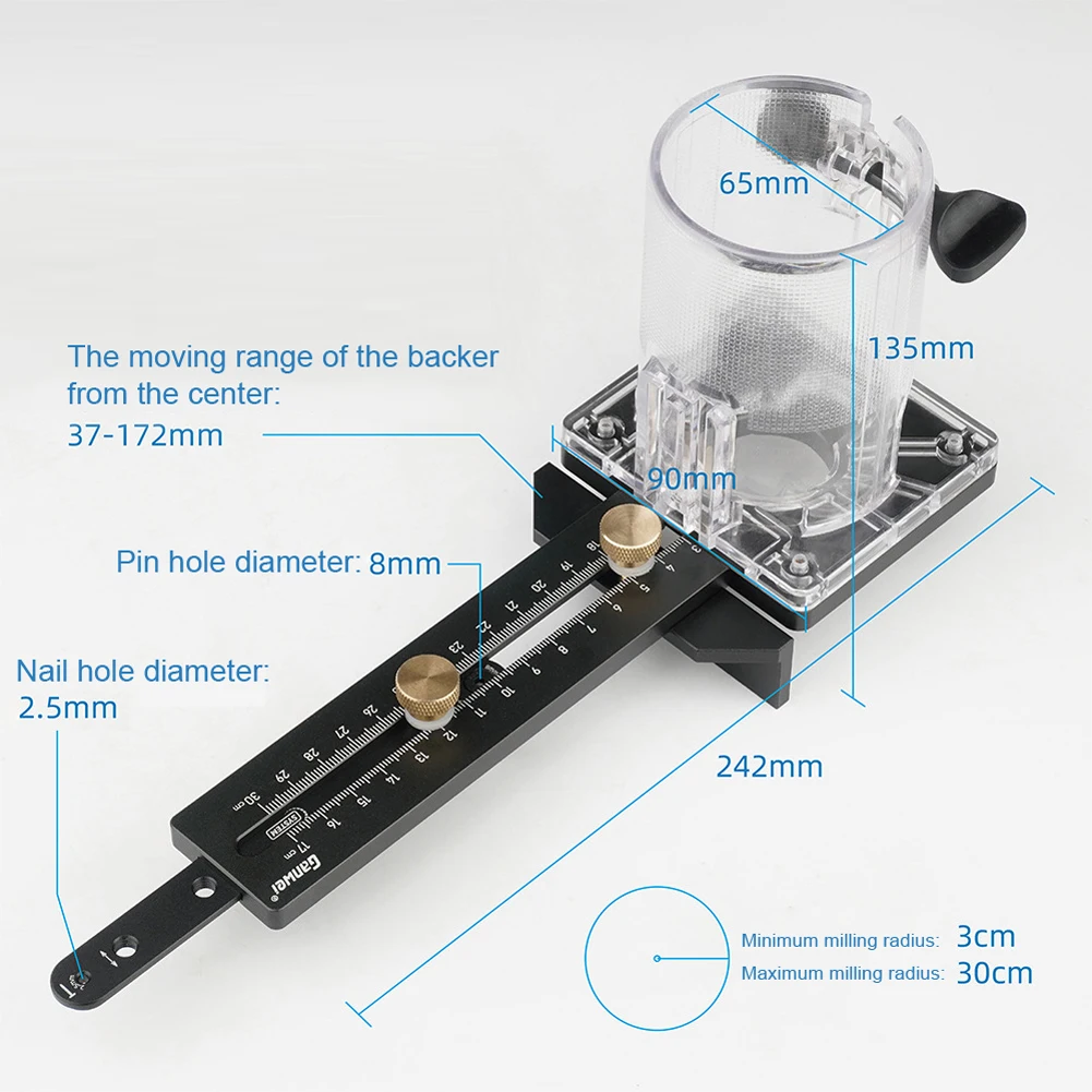 GanWei Aluminium Alloy Woodworking Electric Trimming Machine Circle Cutting Jig Wood Router Milling Circle Slotting Base - view 4