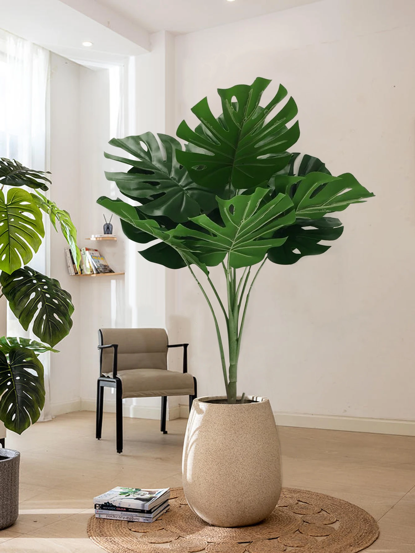 78cm/70cm Large Artificial Banana Plants Tropical Fake Monstera Leaves Bird of Paradis Plastic Palm Plants for Home Garden Decor