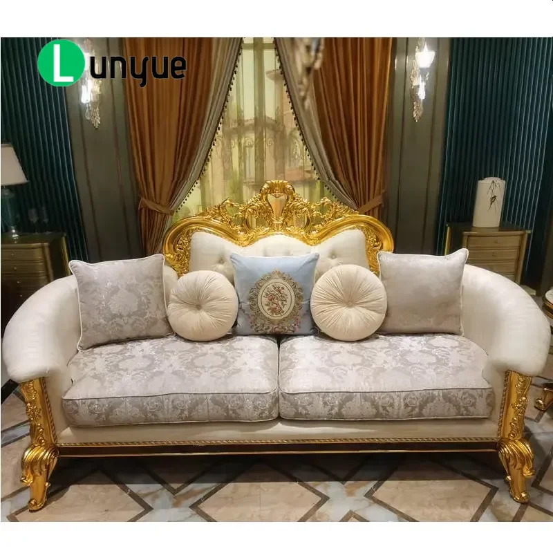 Solid Wood Carved Sofa Set Classical Living Room Furniture Comfortable Seating for Sitting Room Home Decor Durable Elegant