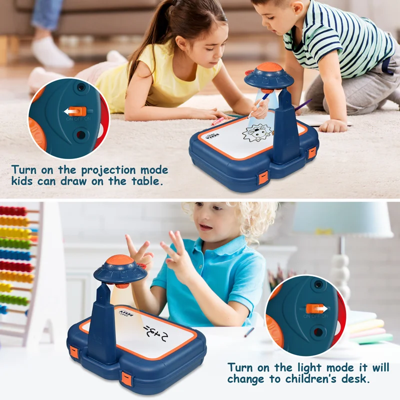 Art Kids Led Projection Drawing Suitcase Drawing Board Table Toys Set Educacional Learning Paint Tools Art Toy para crianças