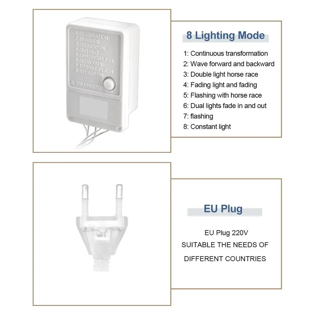 Outdoor Waterproof EU Plug LED String Lights for Christmas Ornament Decorative Home Garden Wedding Party Holiday LED Lighting