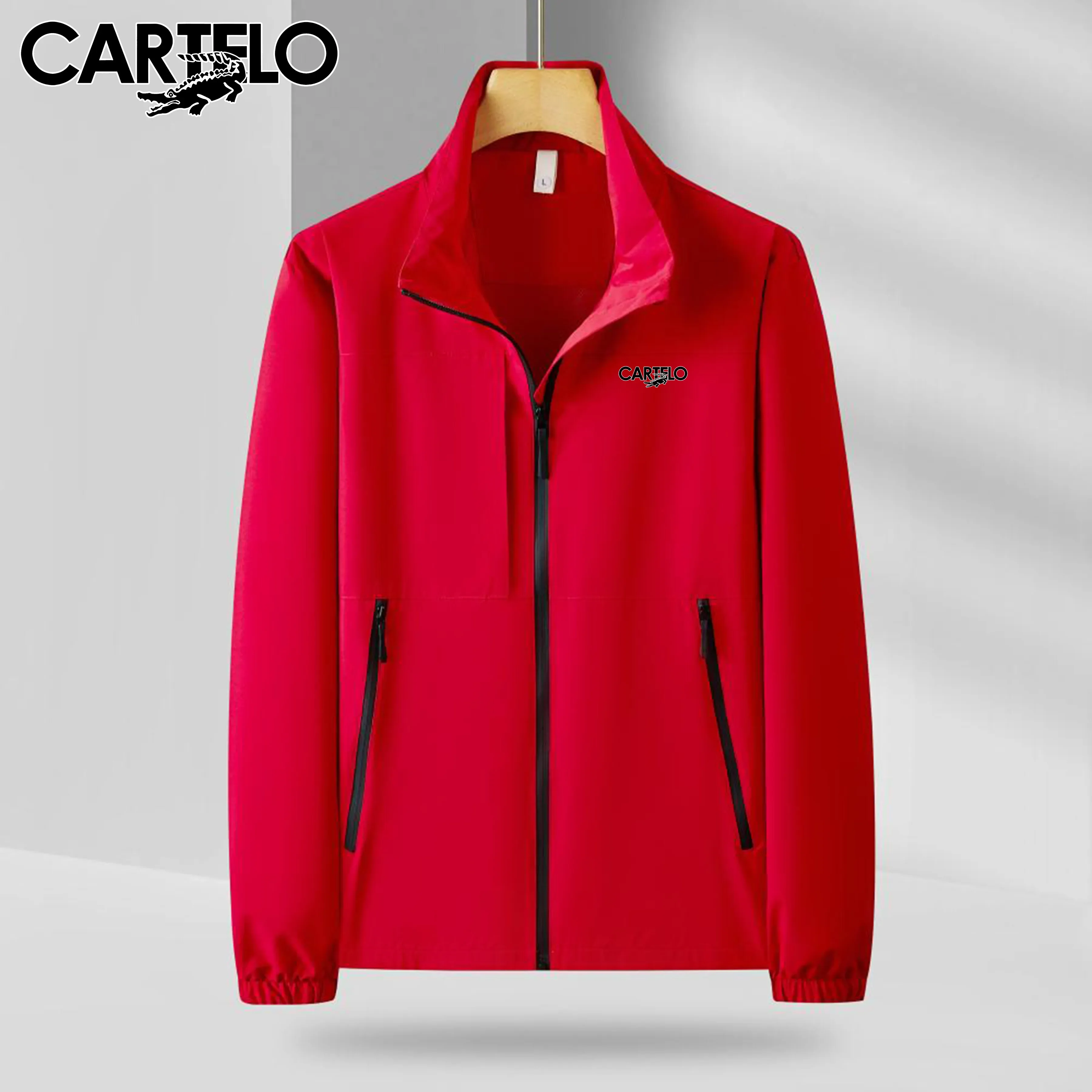 

Весенне-осенняя однослойная тонкая стильная водонепроницаемая спортивная рабочая одежда с воротником-стойкой для мужчин, повседневная сценария, свободная посадка