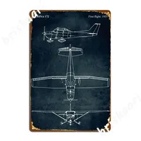 Cessna 172 Airplane Bluepr Poster Metal Plaque Plaques Retro Party Cinema Garage Tin sign Posters