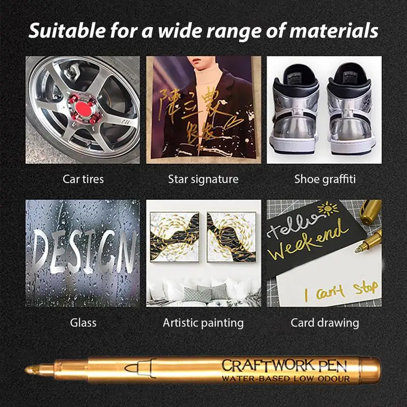 Marcador de prata com Double Nib Design, marcador Sharpie para arte pintura desenho de cartão, cores douradas e cobre