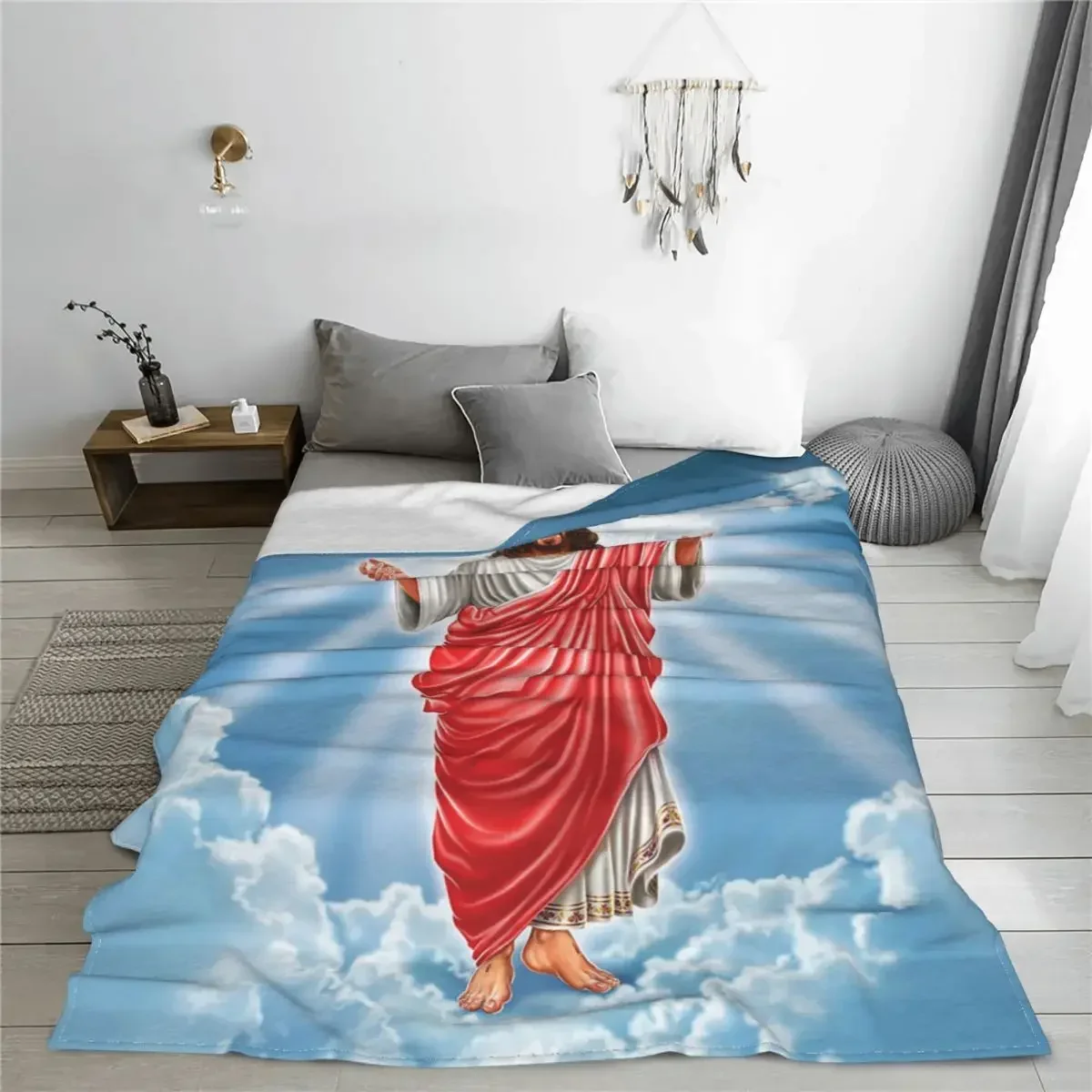 Christian Blankets Velvet God Bless Jesus Christ Super Soft Throw Blankets for Bedroom Sofa Bedspread