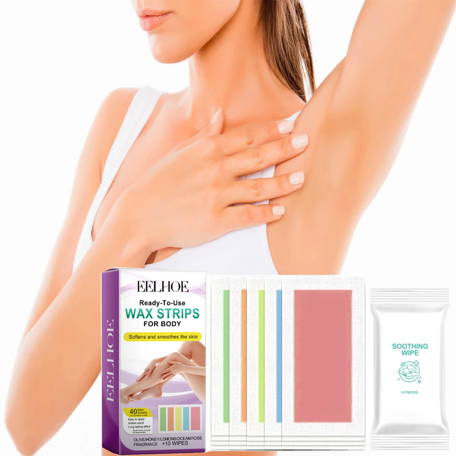 EELHOE Hair Removal Wax Strips for Summer Depilation Women Men High Facial Body Quality Waxing Paper Hair Removal Epilator 20pcs