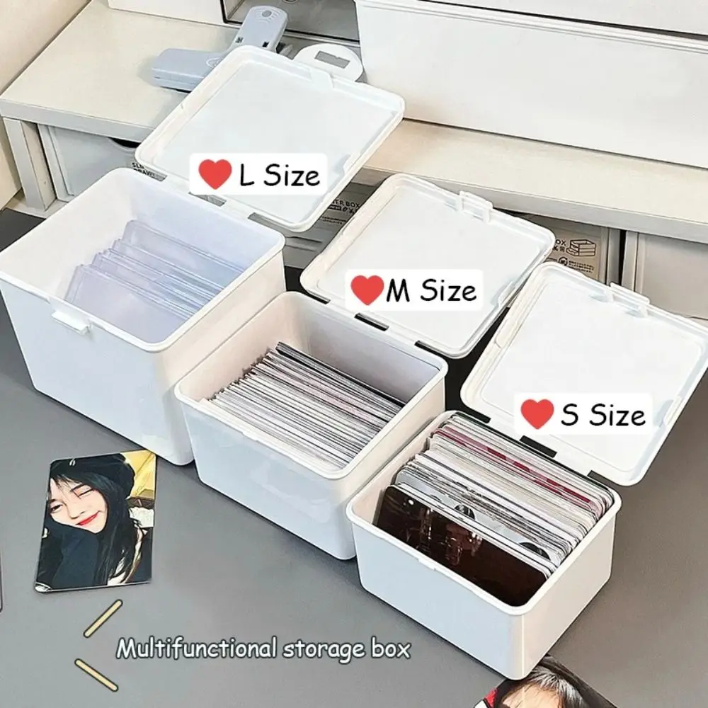 New White Storage Box Kpop Idol Cards Jewelry Container Supplies ID Card Organizer Desktop Decor