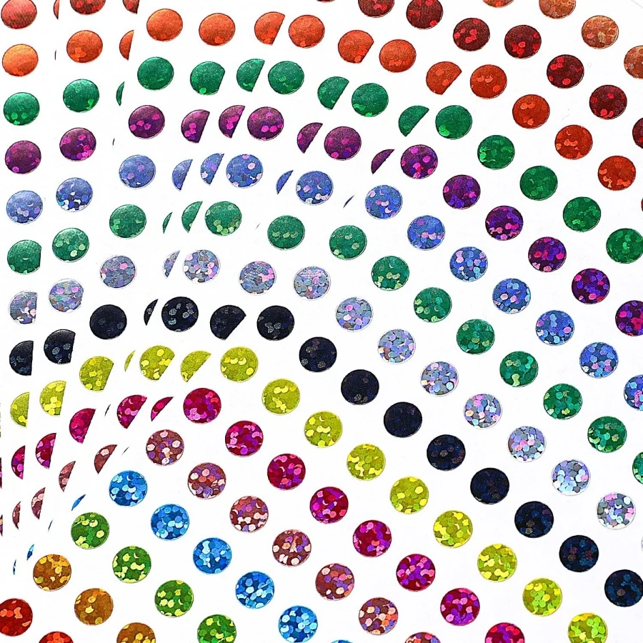 10 sheets Coded Labels Laser Shiny Dot Stickers 1/4 inch dot labels 16 color styles of color coded label stickers for office