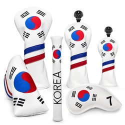 Drop Shipping Golf Head Covers Korea Patriottisme Golf Head Covers Set Voor Golf Iron,Driver,Fairway, Hybride, Blade Putter Uitlijning