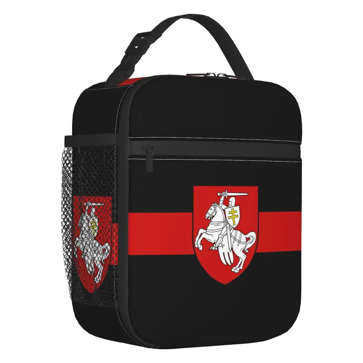 

Flag Of Belarus Insulated Lunch Bag for Outdoor Picnic Coat of Arms of Belarus Leakproof Thermal Cooler Lunch Box Women Children