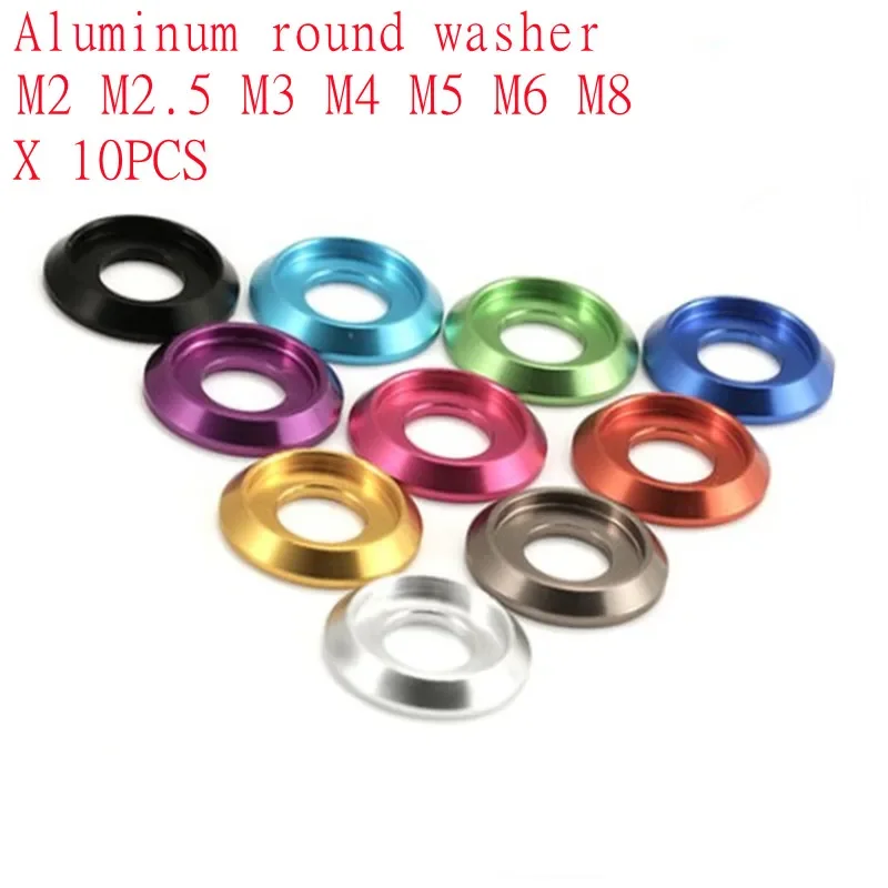 50pcs M2 M2.5 M3 M4 M5 M6 M8 CNC Colourful Aluminum Cup Head Washer for Button Head Screw