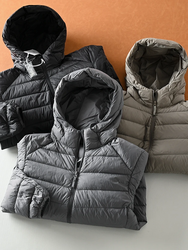 

Легкое теплое 90-белое мужское зимнее пальто Du down Jaet с капюшоном, универсальный коврик с защитой от ветра, верхняя одежда
