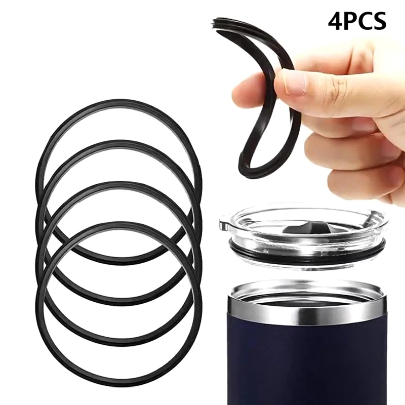 4pcs 16oz & 20oz Travel Mug Tumbler Lid Gasket Great Sealing Effect Silicone Water Bottle Seal Ring Waterproof Cup Lid Tool