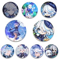 Anime Cartoon Character Furina Focalors Round Pins Badges Cosplay Handmade Tinplate Brooch Decorative Clothes Gifts for Friends