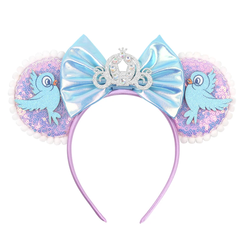 Bandeau de princesse Minnie Mouse, 1 pièce, couronne d'oiseau mignon, décoration, cerceaux pour cheveux, nœud scintillant, fête sur le parc à thème, cadeaux parfaits
