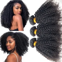 Fasci di capelli umani ricci Afro crespi 8-24 pollici capelli umani brasiliani fasci di tessitura neri naturali umani a prezzi accessibili