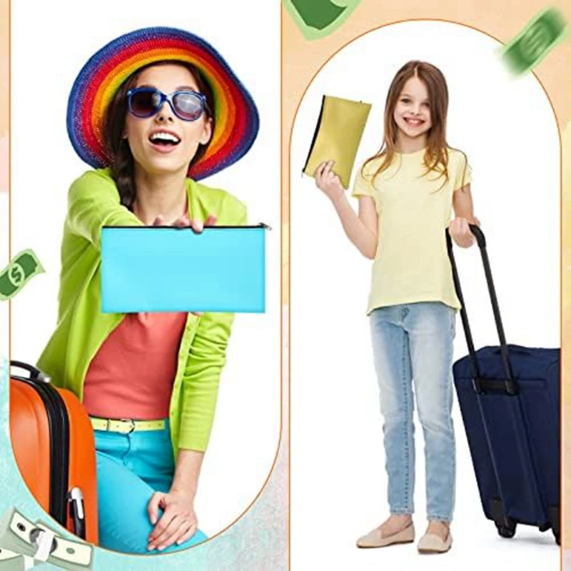 60Pack Money Bags With Zipper Bank Deposit Bags Bulk For Cash Coin Pouches Organizer Security Leather Makeup Bags