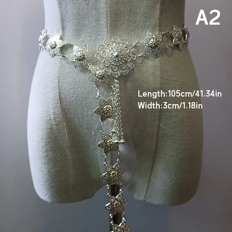 1PC Metal Thailand Waist Chain Women Thai Dai Gold Belts Vintage Clothing Accessories Traditional Malaysian Vacation Dress Decor view 6