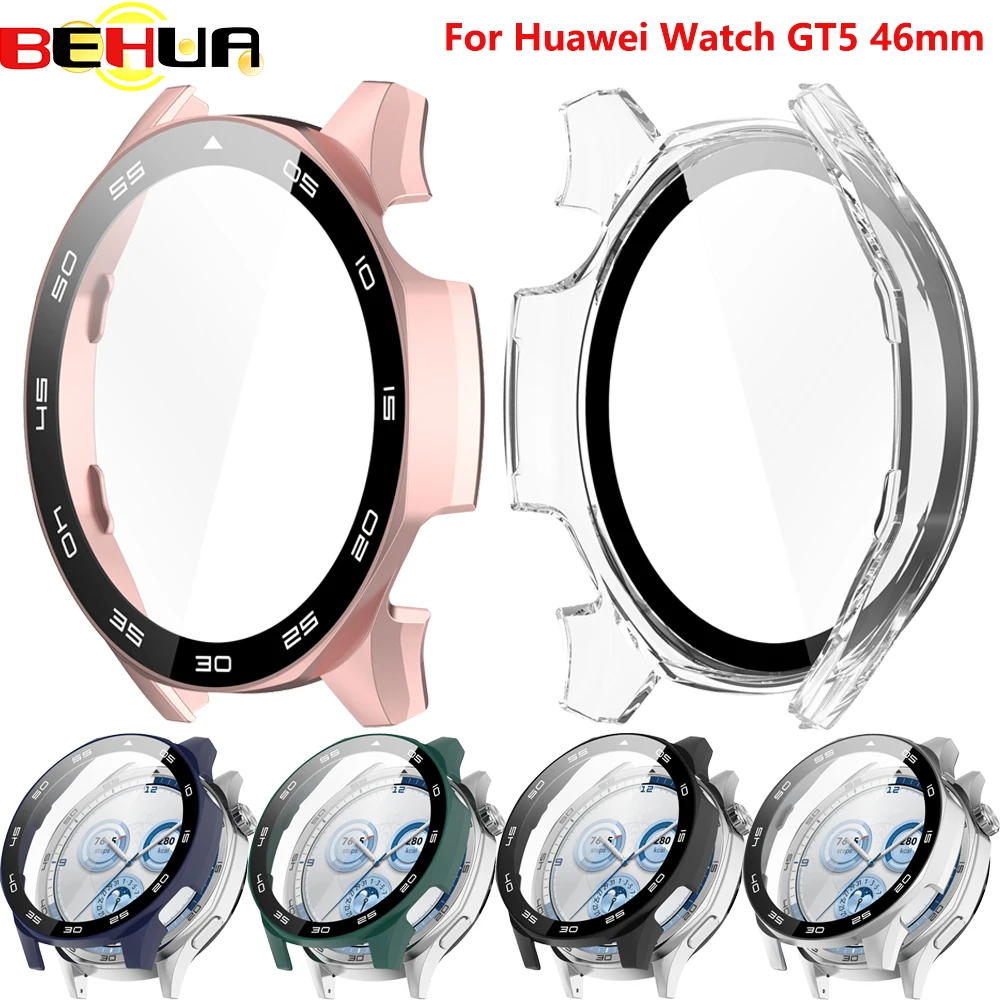 

Scale Watch Case Protective Cover for Huawei Watch GT5 46mm Hard PC Frame+ Glass for Huawei GT 5 Pro 46MM Full Coverage Shell