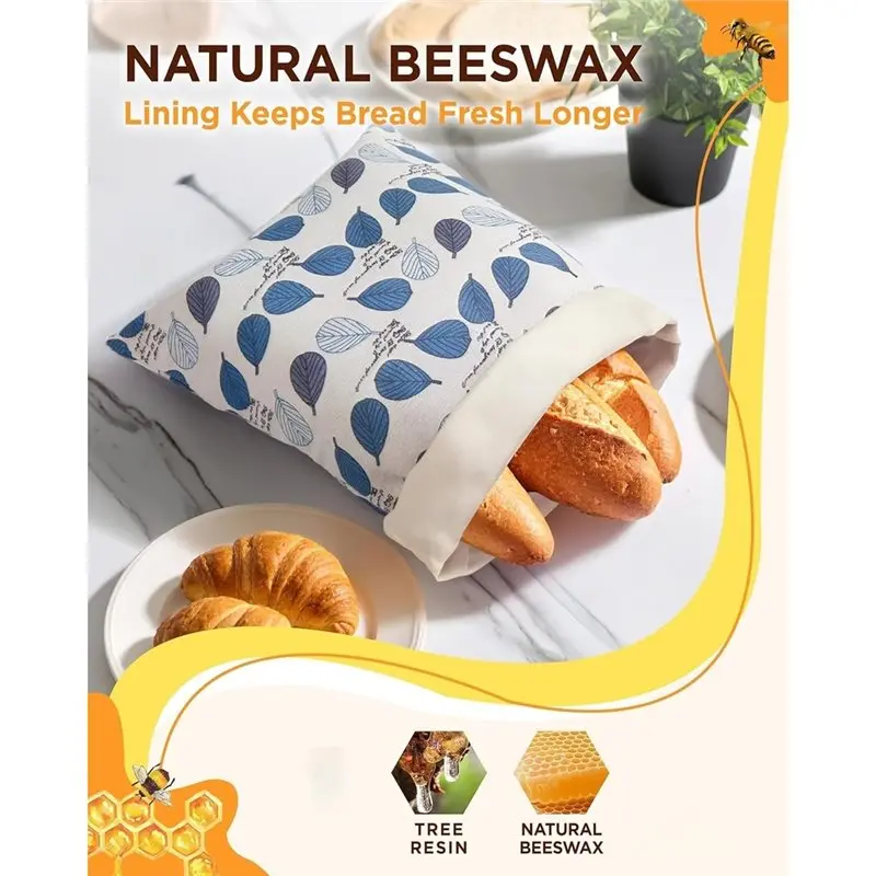 ABLN-1Set/2Pcs Beeswax Bread Bag For Homemade Bread, Sourdough Bread Bags With Zipper, About 13
