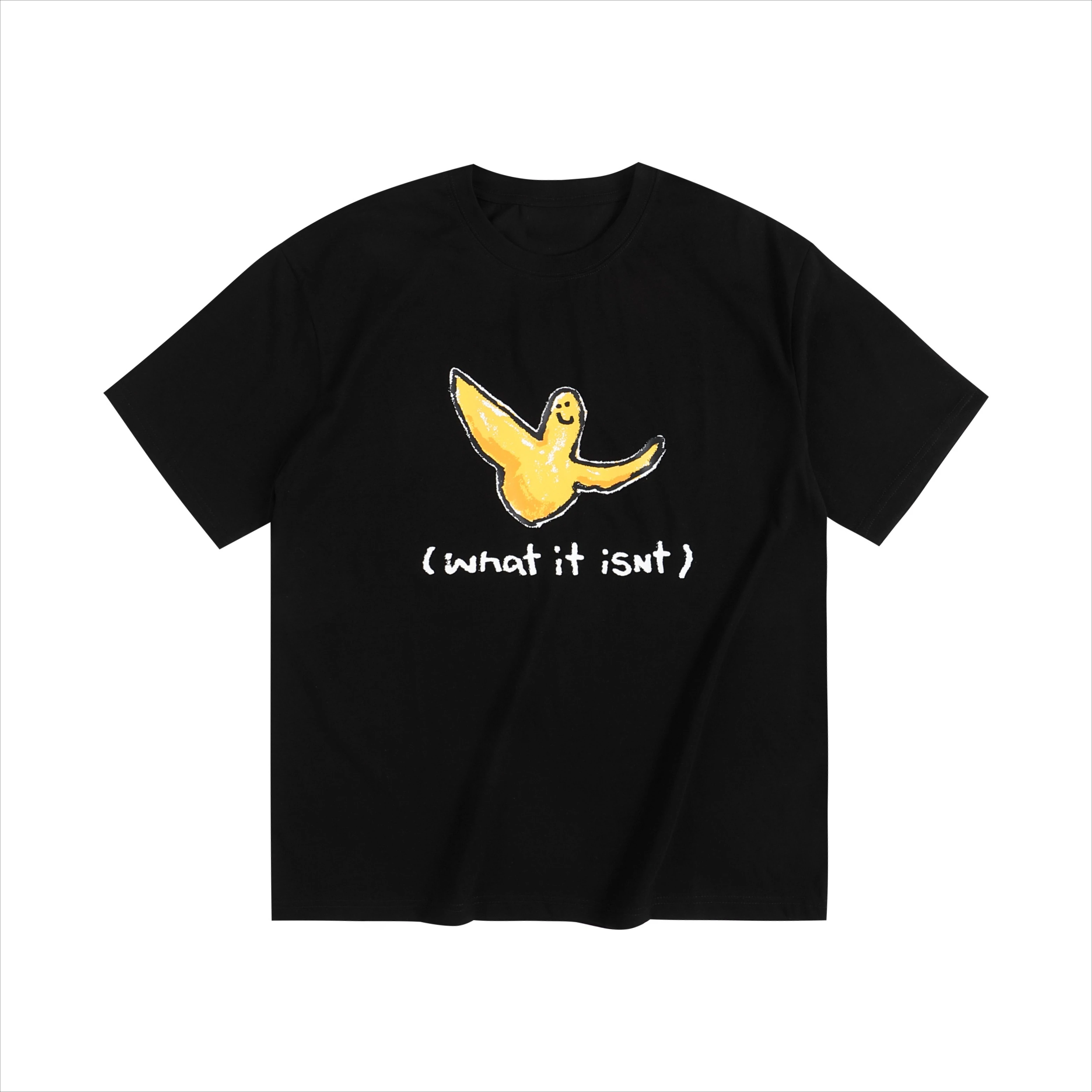 

Korean Trendy Brand Whatitisnt Small Flying Person Flower Printing Short-sleeved T-shirt Versatile Casual Men's and Women's Tops