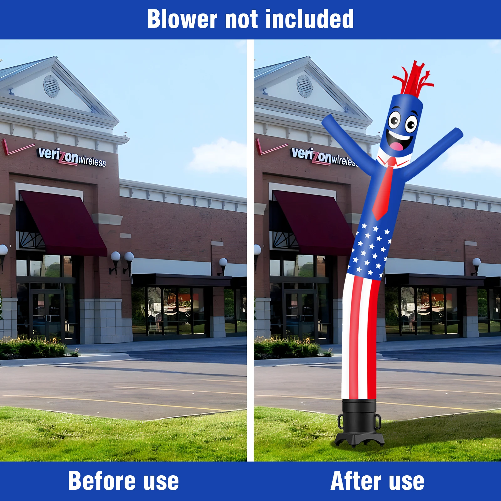 6/10/15/20FT Tall Inflatable American Flag Dancing Guy for Outdoor Decoration Advertising(Blower Not Included)