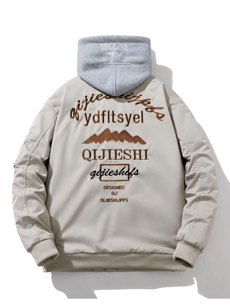

Retro Embroidered Jaet Loose Pilot Sle Baseball Cotton Coat Thiened Autumn Winter Men Women Couple Trendy Brand Outerwear