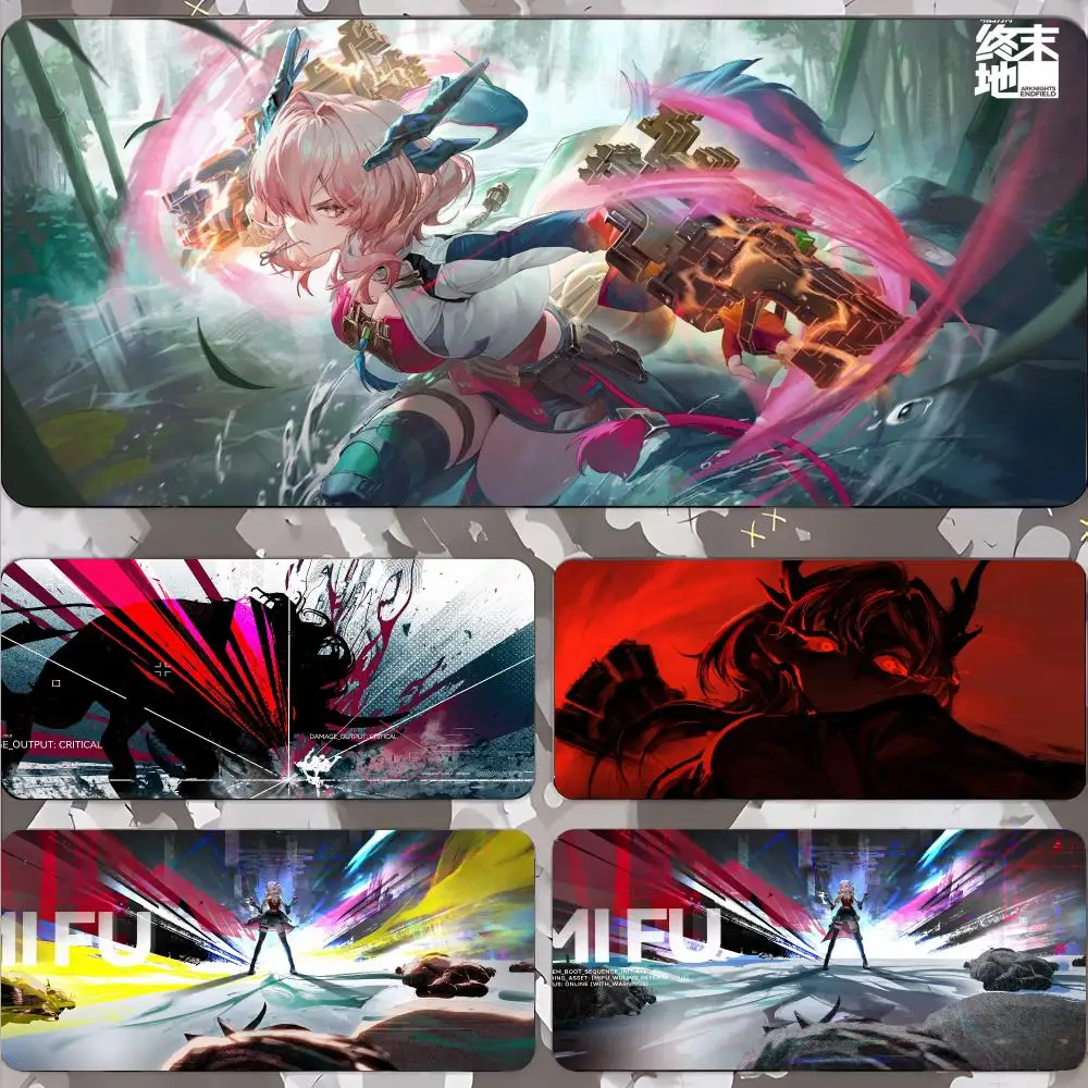 Mifu Arknights Endfield Mouse Pads Gamer Keyboard Mat Pads Gaming Desk Protector Laptops Large Mousepad Cartoon Deskmat