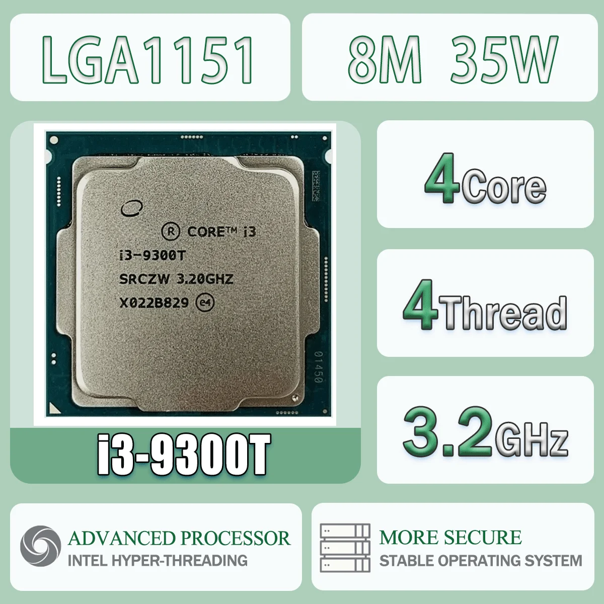 Servidor procesador de CPU de ordenador Intel Core I3-9300T 3,2 GHz Quad-Core de cuatro hilos 8M 35W I3 9300T LGA 1151