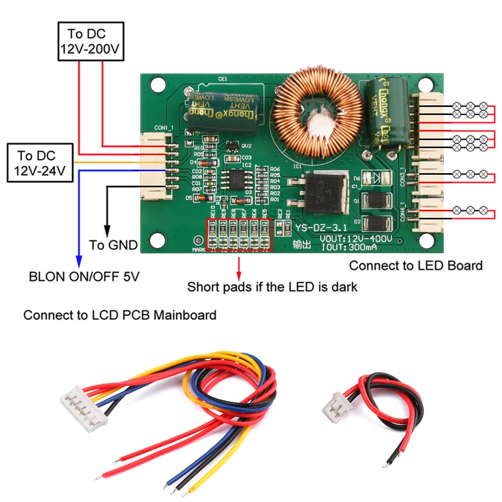 Universal LCD Driver Board 14-65 inch LED TV Backlight Constant Current Driver Module 12-200V to 24-400V Boost Step Up Adapter