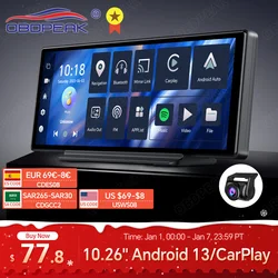 T30 10,26 AI-экран Видеорегистратор Android 13, система Carplay Android AUTO 5G WIFI GPS-навигация Зеркало заднего вида Видеорегистратор