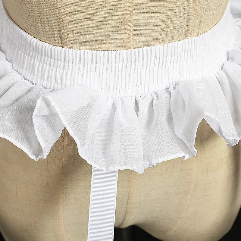 White  Short Crinoline Waistband  Hollow Cage Pannier 3 Hoops 4 Tiered Ruffles  Petticoat Skirt  Underskirt