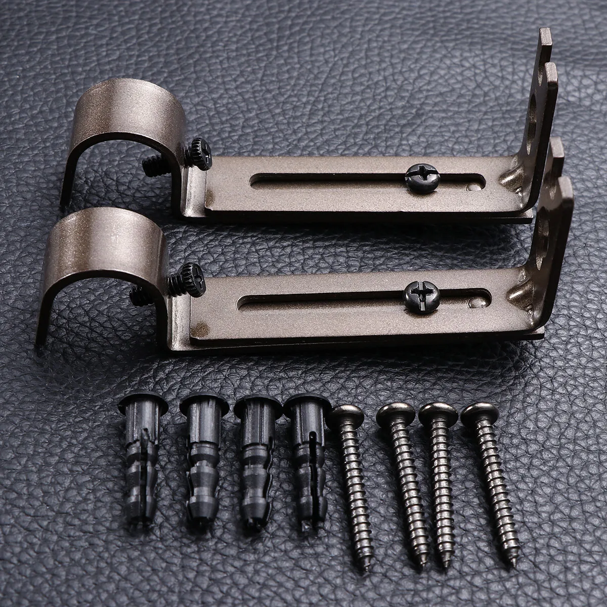 

2 pcs 19.05Mm Adjustable Vintage Curtain Rod Bracket Holder Sturdy Iron Wall Mount Drapery Pole Support Coffee Color