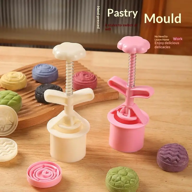 NEW 1Set Valentine's Day Cookie Stamp Flower Mooncake Mold Spring Pastry Cake Decorating Tool Hand Pressure Home DIY Baking Mold