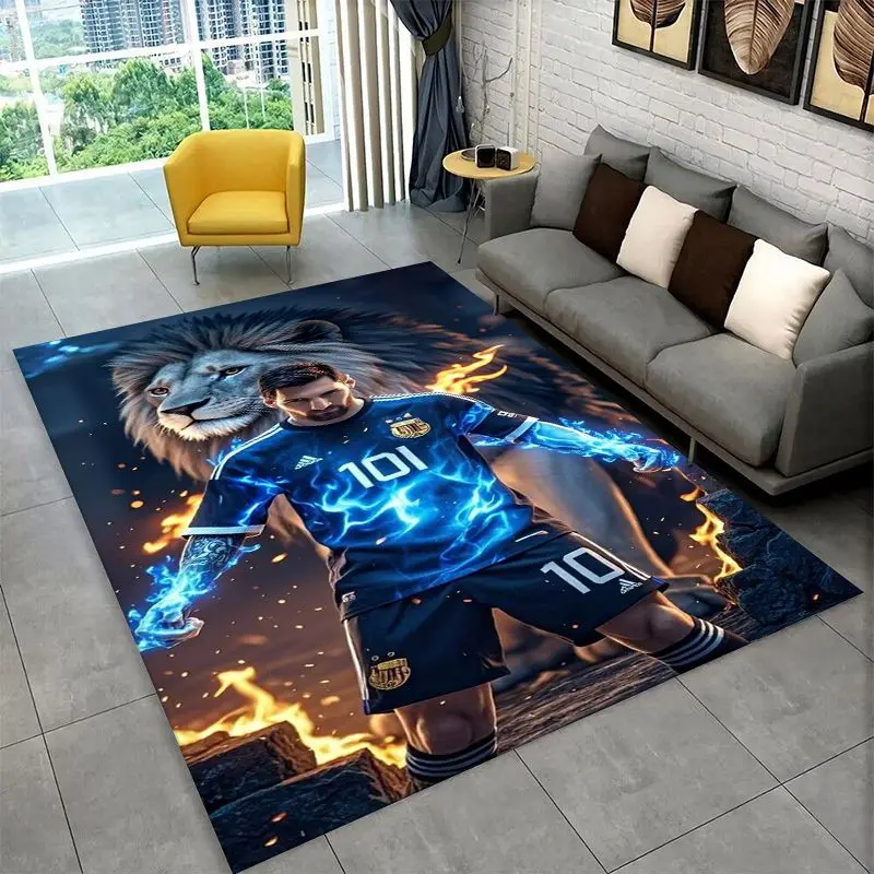 Football Goat M-Messi Sport rutschfester Teppich für Wohnzimmer, Schlafzimmer, Spielzimmer, weicher Teppich, Bodenmatte, Heimdekoration, Teppich für Kinderzimmer