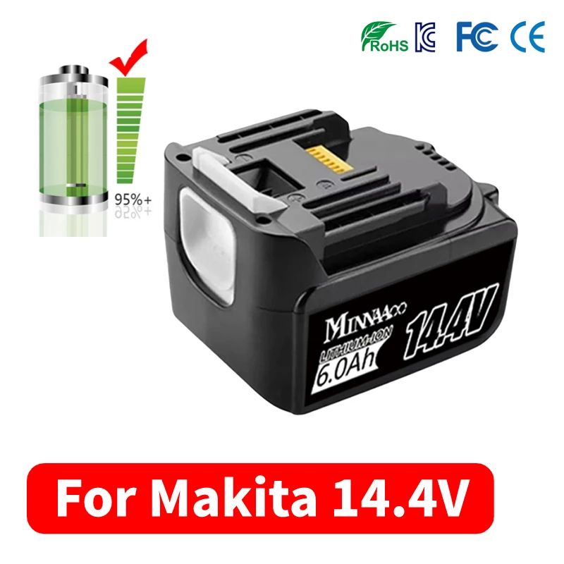 WIth LED Charger BL1430 Rechargeable Battery 14.4V 6000mAh Lithium Ion for Makita 14v Battery 6Ah BL1440 LXT200 BDF340 TD131D