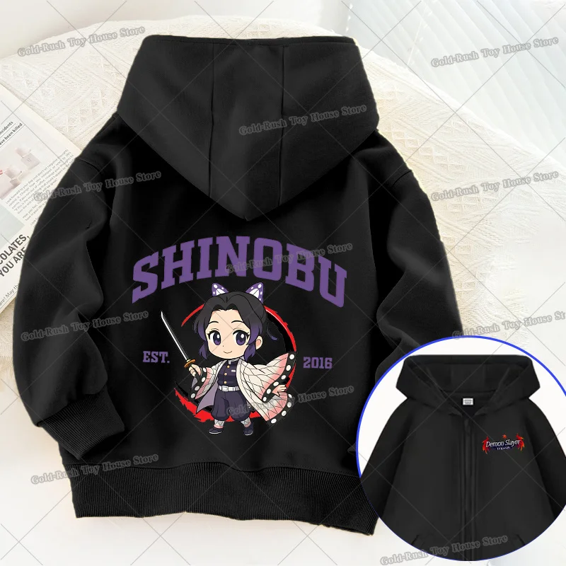 Demon Slayer Kinder-Reißverschluss-Hoodies, Jungen- und Mädchen-Herbst-Sweatshirt mit Reißverschluss, Cartoon-Design, dünner Mantel für Teenager, Kinder-Oberbekleidung, Sportbekleidung. – Detail 2