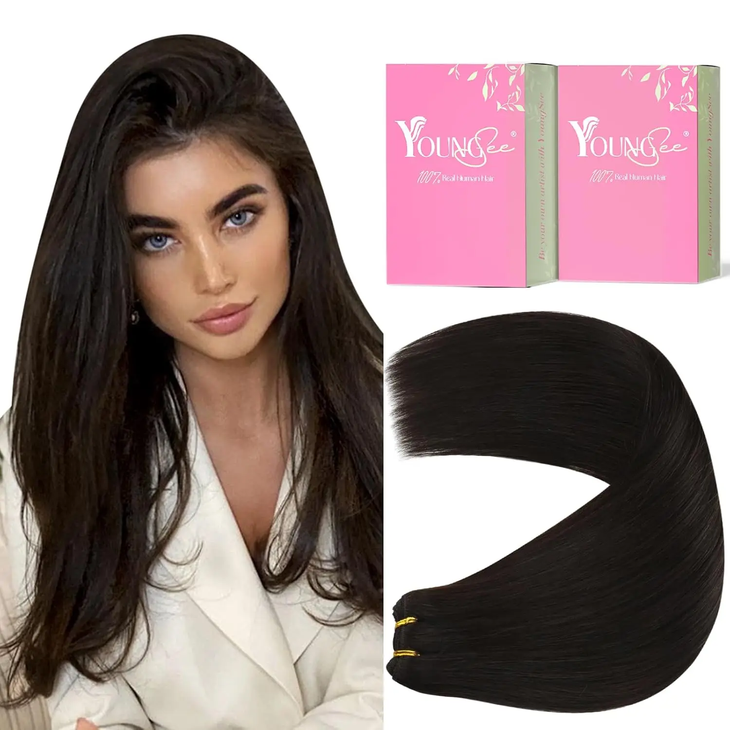 

[Fashion Color] YoungSee Weft Hair Sew in Hair Double Weft Hair 100% Human Hair High Quality Hair For Woman 14-24Inches